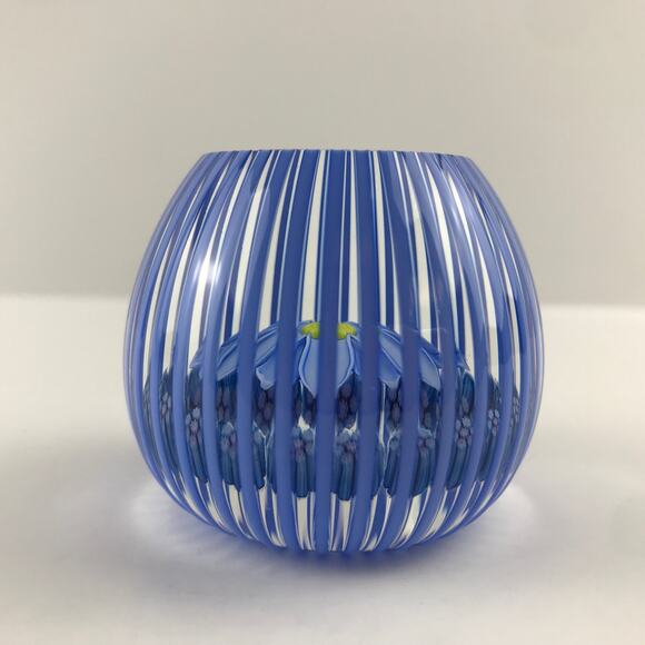 Perthshire 1997A Miniature Flower Blue Rod Overlay Top Facet Garland Paperweight - Picture 4 of 15